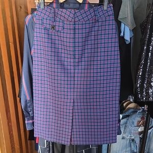 Chic Plaid Pencil Skirt in Blue and Pink